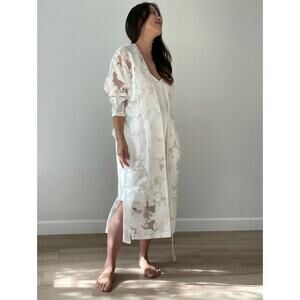 White Floral Midi Kimono Wrap